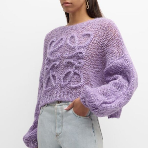 LOEWE Anagram Knit Mohair Blend Sweater (Purple) - Picture 2 of 16